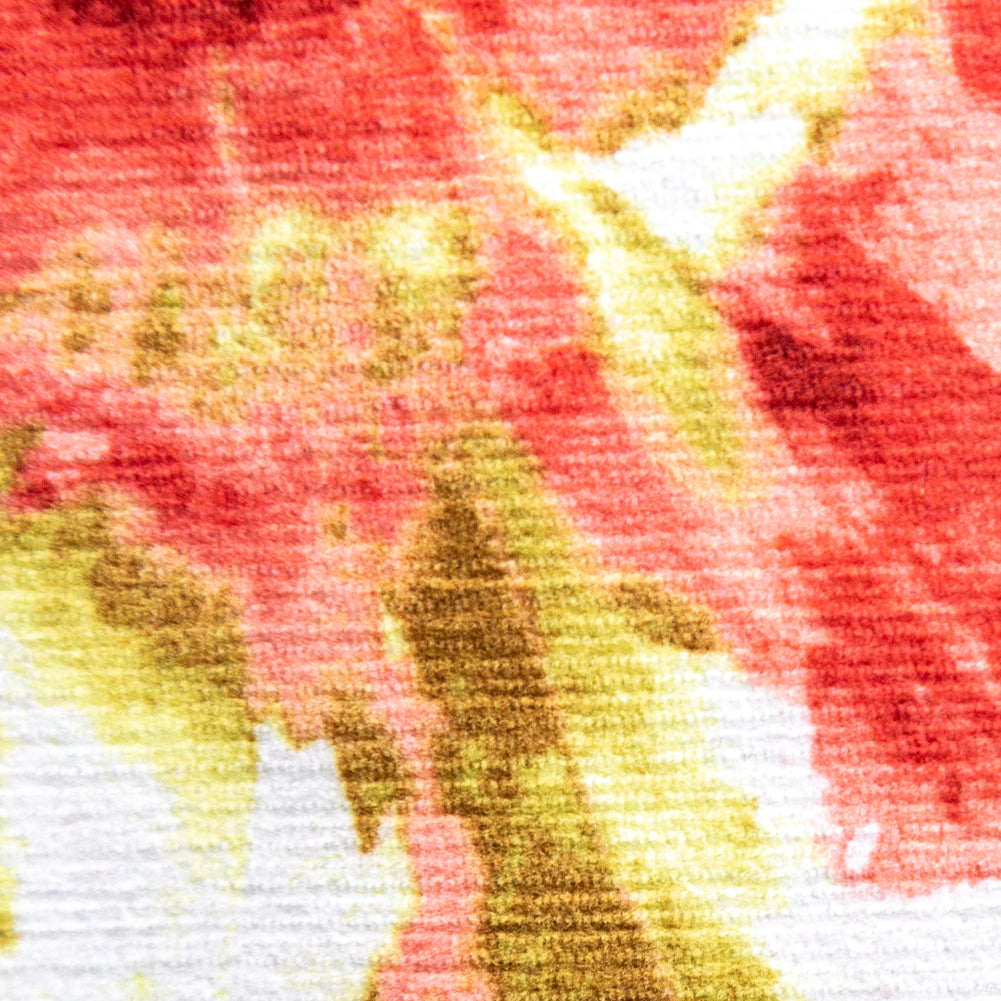 Coral, Yellow and Brown Floral Stretch Corduroy Panel - Joann Fabrics