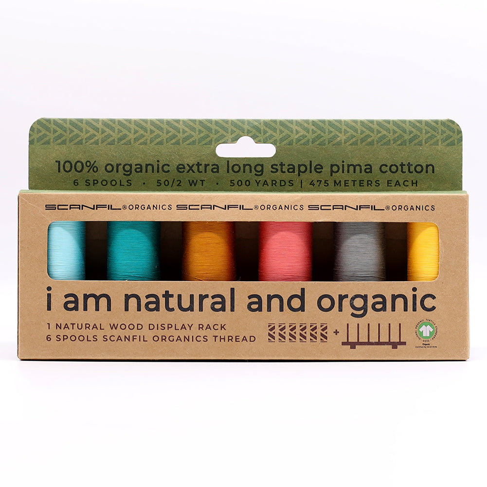 SCANFIL® 50wt Organic Pima Cotton Thread Set - 6ct 500yd Spools & Wood Rack - Fashion Mix - Joann Fabrics