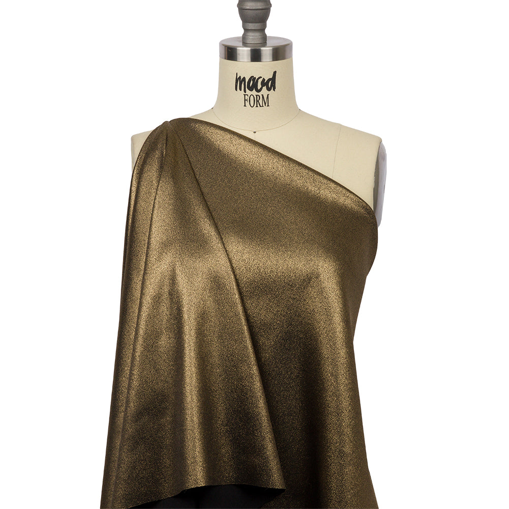 Stretch Polyester Crepe with Gold Foiling - Black - Devyn Collection - Joann Fabrics