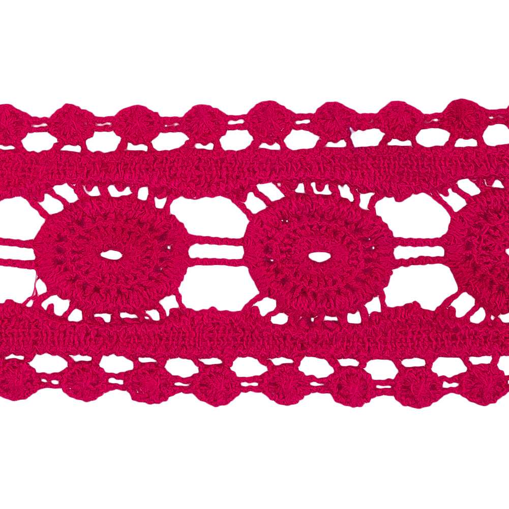 Magenta Circles Cotton Blend Crochet Lace Trim - 2