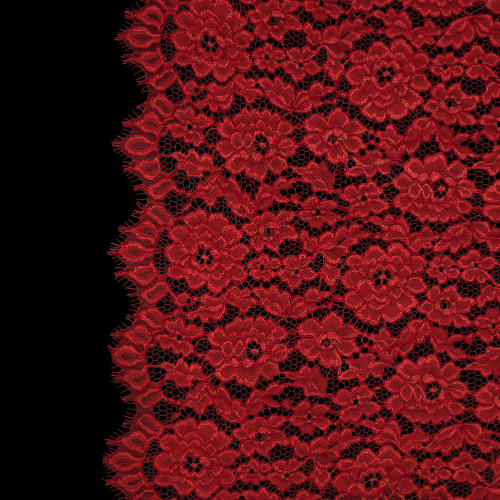 Famous NYC Designer Red Corded Floral Lace with Scalloped Edges - Joann Fabrics