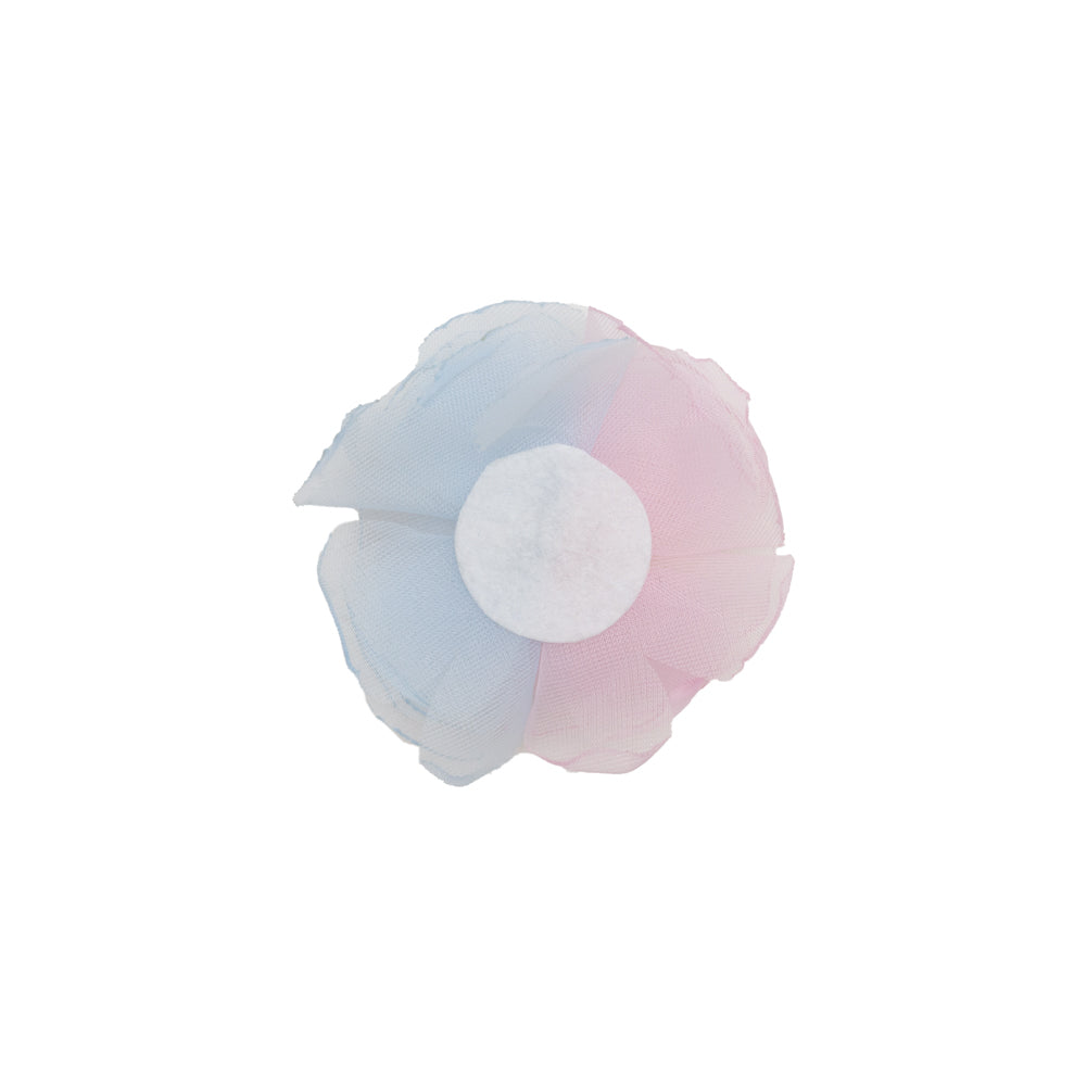 Italian Pink, Blue and Ivory 3D Flower Applique - 2.25