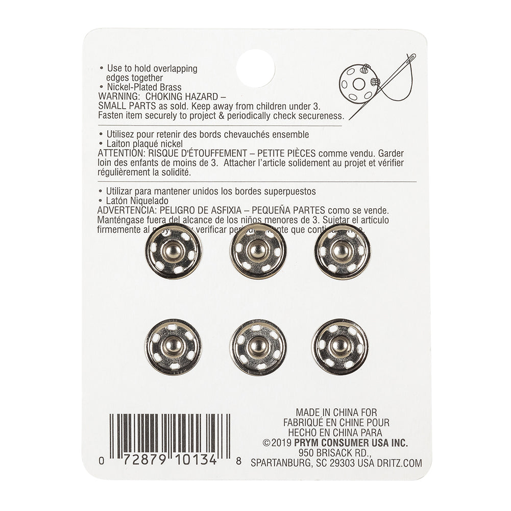 Dritz Nickel Sew On Snaps Size 2 - 6ct - Joann Fabrics