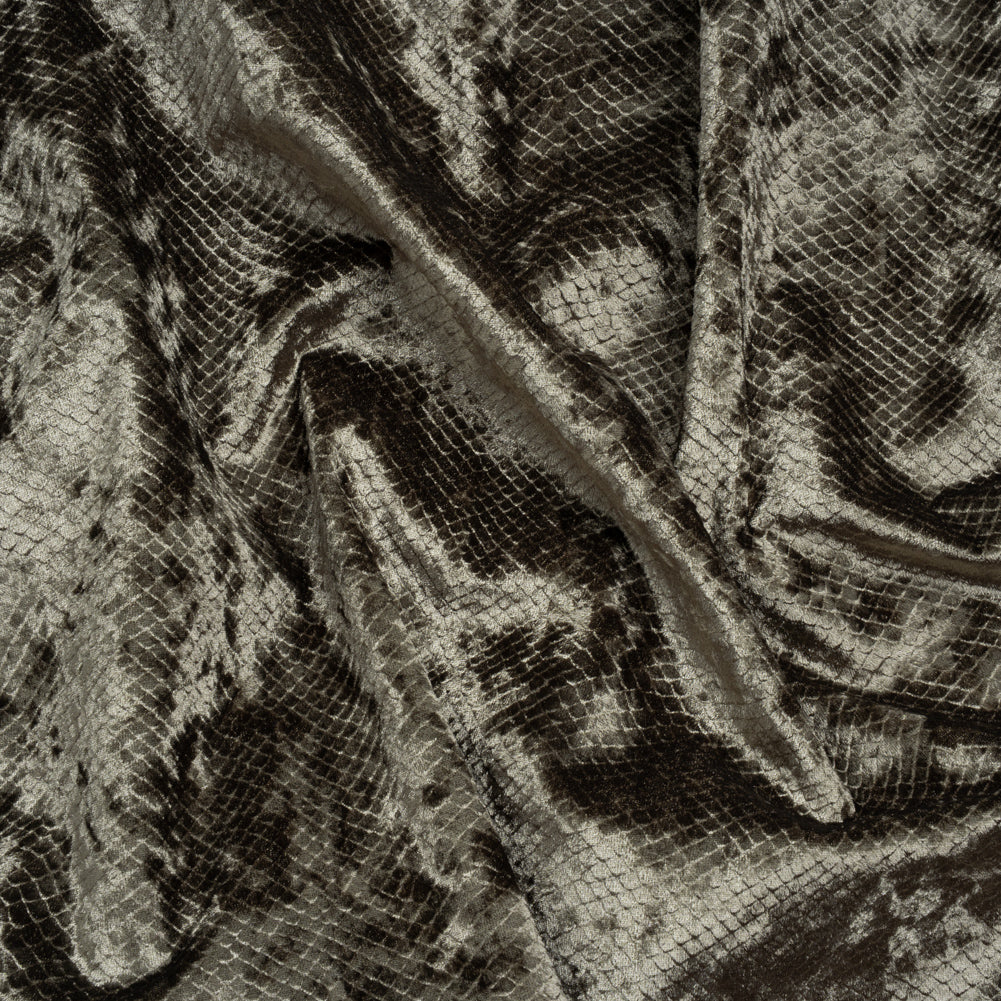 Snakeskin Embossed Polyester Crushed Velvet - Sage Green - Mireia Collection - Joann Fabrics