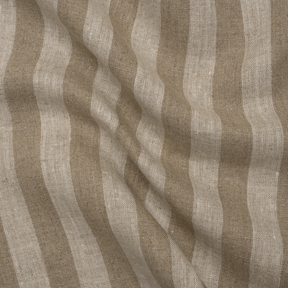 Medium Weight Linen Woven - White and Dark Beige Awning Stripes - Joann Fabrics