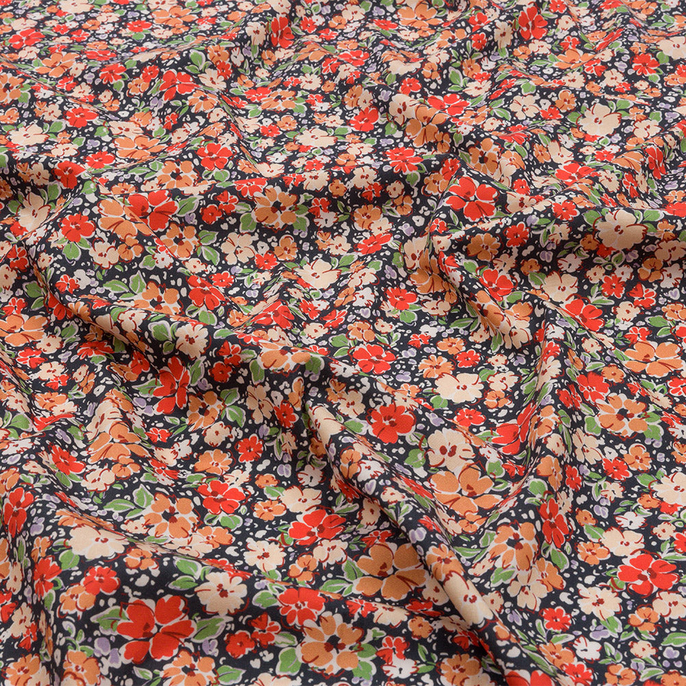 Cotton Poplin - Black and Peach Floral - Poppy Hypnosis Print - Mood Exclusive Secret Garden Collection - Joann Fabrics