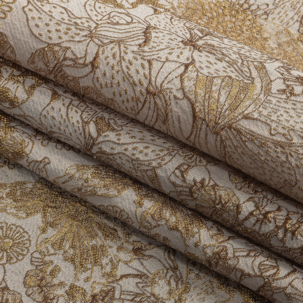 Metallic Antique Gold and Gray Floral Luxury Brocade - Joann Fabrics