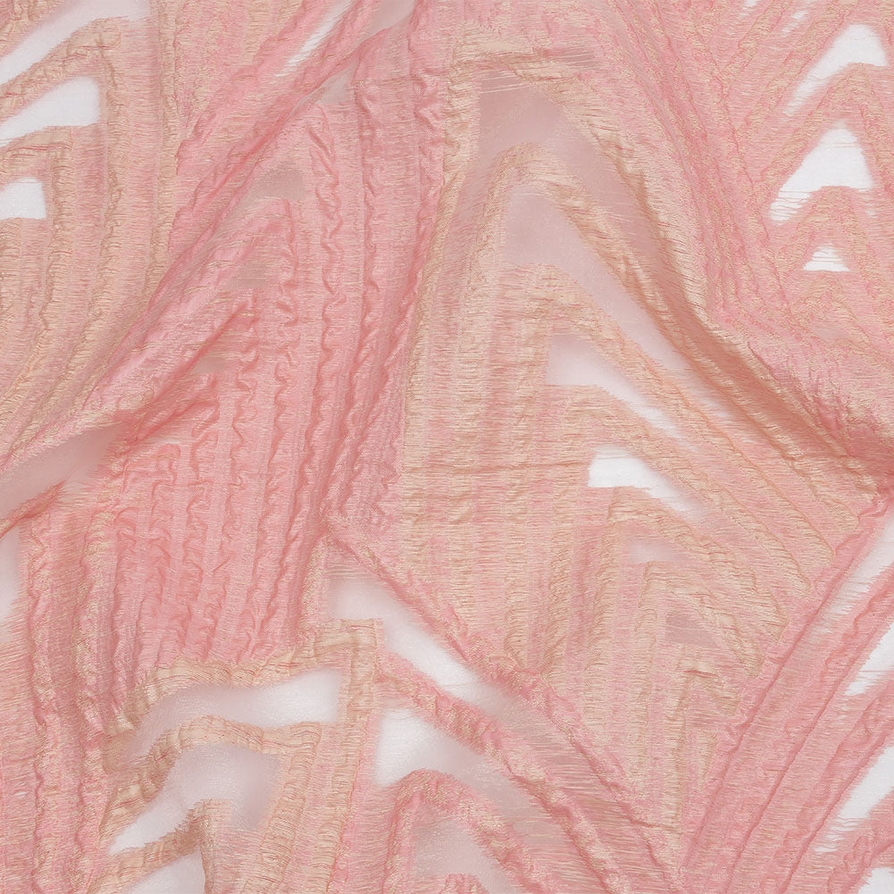 Metallic Pink and Peach Overlapped Nested Triangles Luxury Burnout Brocade - Joann Fabrics