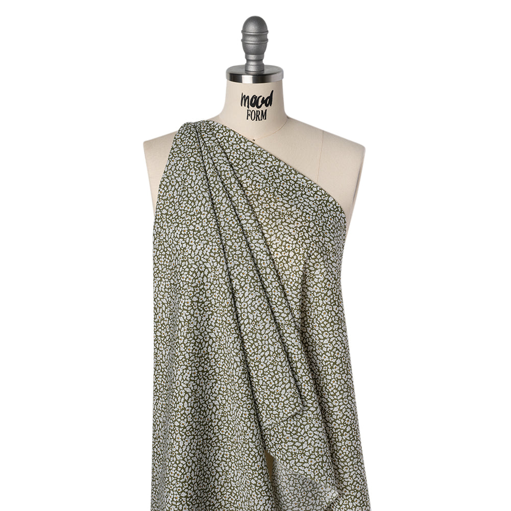 Liberty Fabrics Tana Lawn® - Feather Meadow Green - Olive Green and White Flowers and Leaves - Joann Fabrics