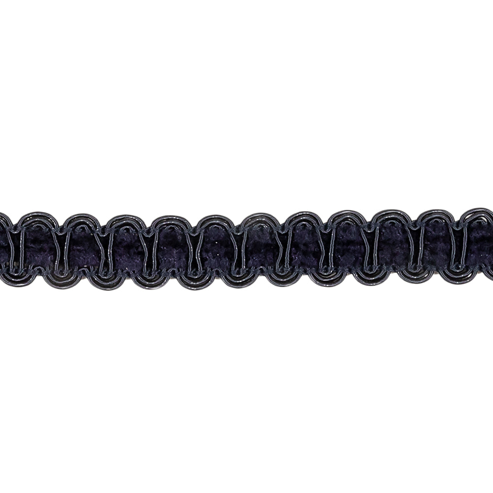 Dark Navy Cord and Chenille Rayon Blend Braided Trim - 0.5