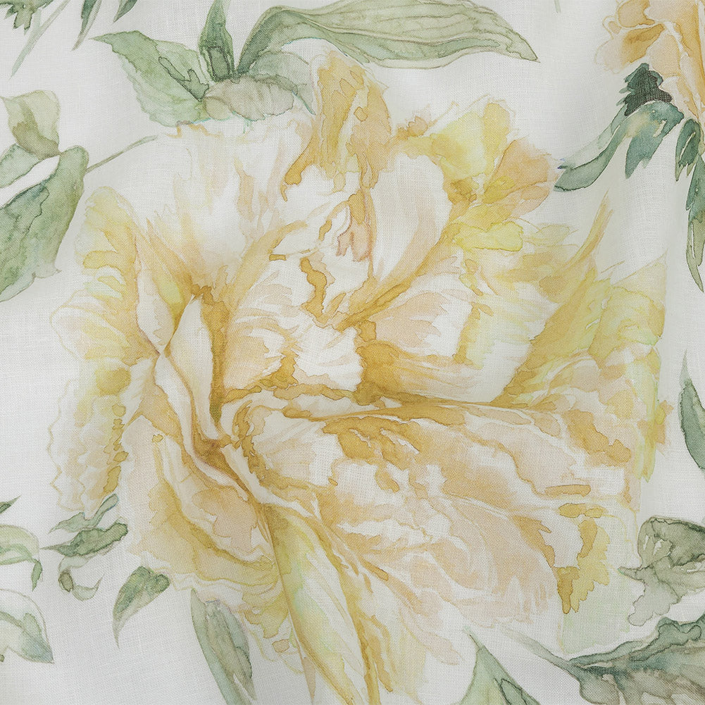 Maize Mums Printed Linen Woven - Joann Fabrics