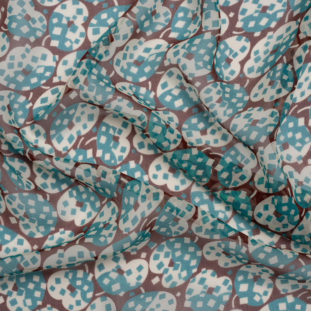 Teal, White and Burgundy Sprinkled Treats Silk Chiffon - Joann Fabrics