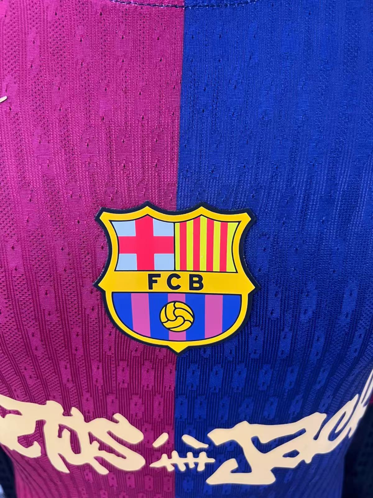 2024/2025 Long Sleeve Player Version Barcelona x Travis Scott Collab Home Football Shirt 1:1 Thai Quality