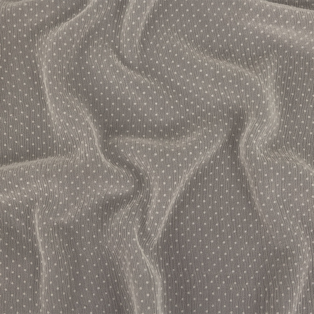 Famous Australian Designer Marshmallow Flocked Polka Dots Silk and Rayon Crinkled Chiffon - Joann Fabrics
