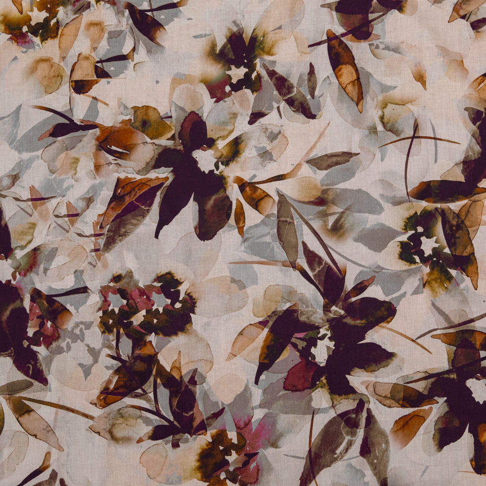 Cotton Voile - Burgundy and White Floral - A Drop of Golden Sun Print - Mood Exclusive Harvest Collection - Joann Fabrics
