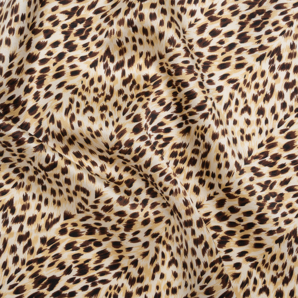 Silk Charmeuse Print - Beige and Brown Little Animal Spots - Deadstock - Joann Fabrics