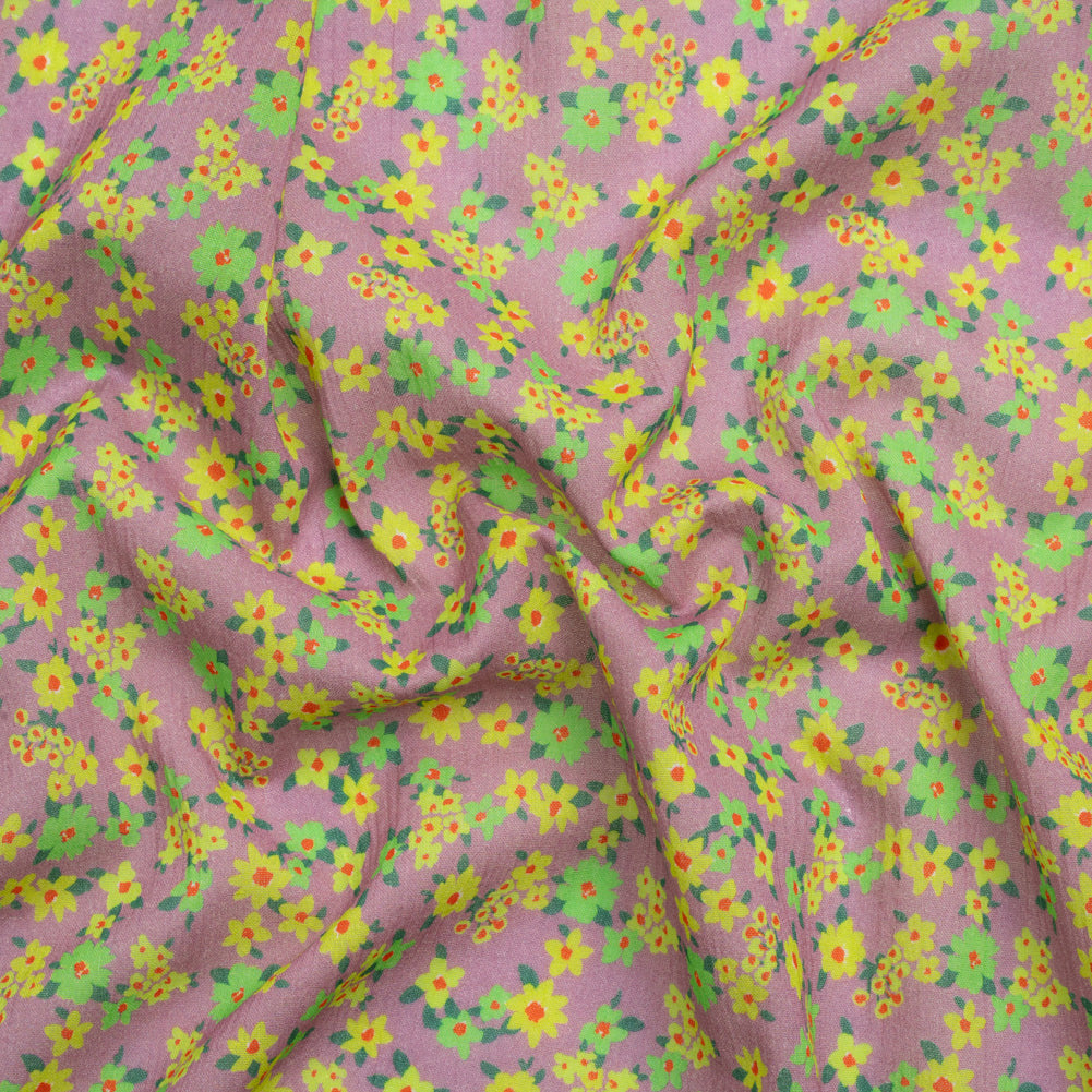 Crinkled Cotton Gauzy Woven Print - Yellow, Green and Lavender - Mood Exclusive Little Lillies - Joann Fabrics