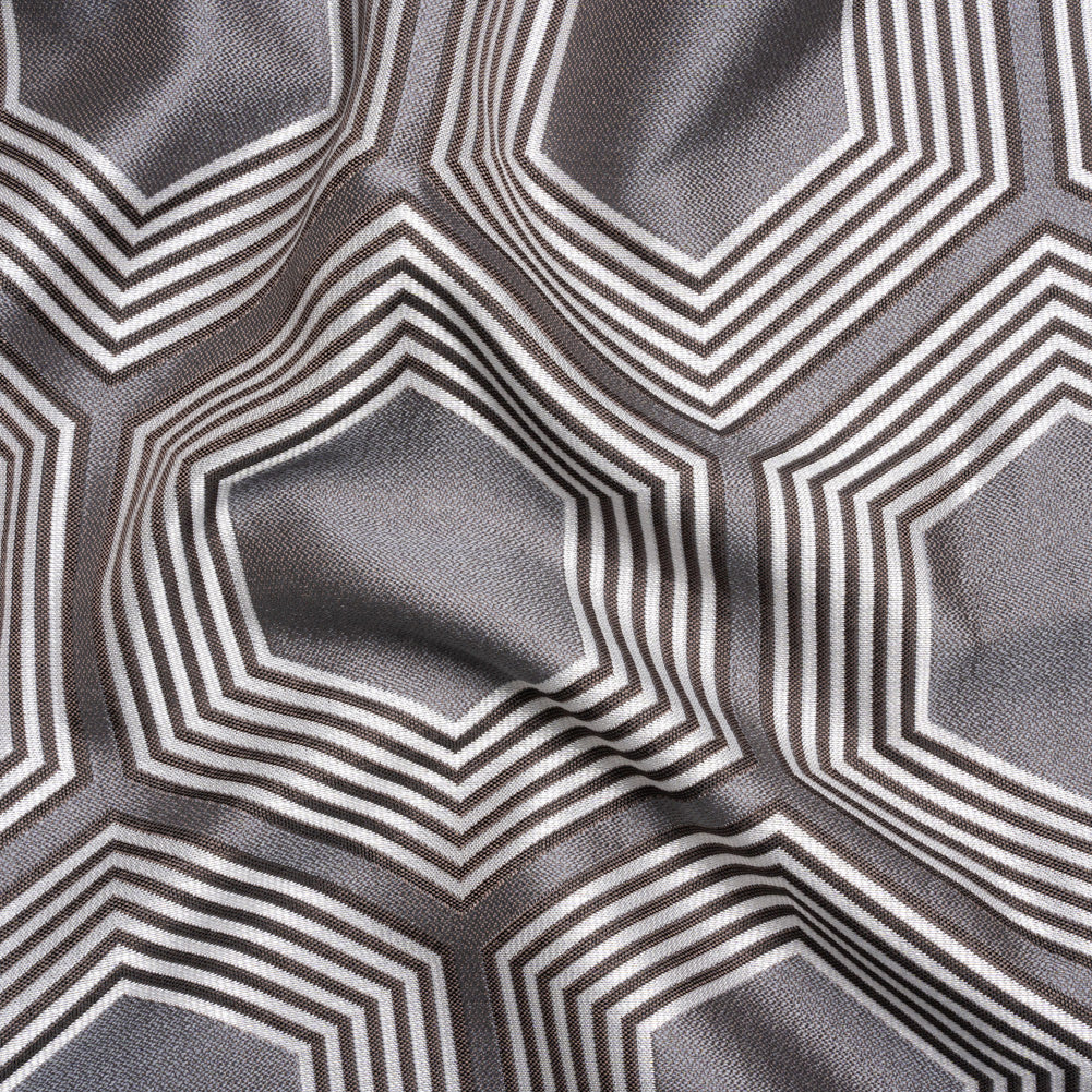 Silver, Charcoal and Gray Reverberating Hexagons Polyester Jacquard - Joann Fabrics