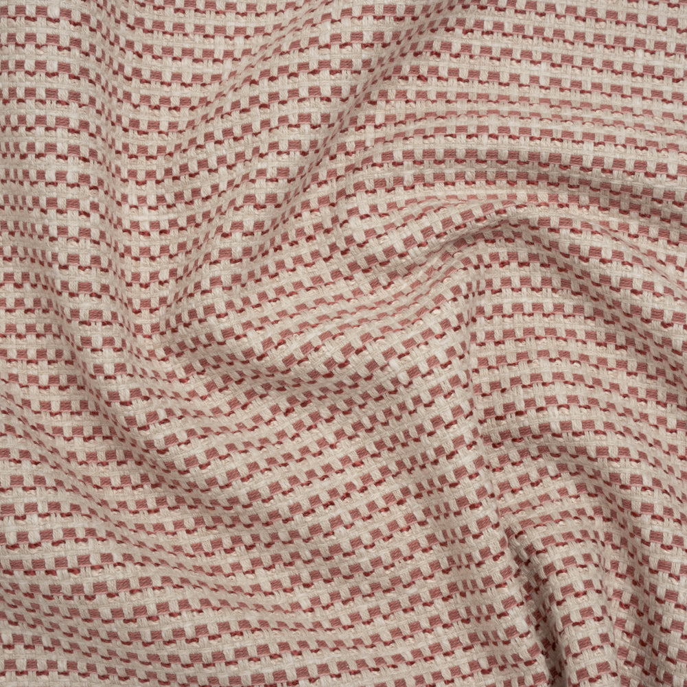 Recycled Polyester and Cotton Basketweave Dobby - Mulberry Little Squares - British Imported - Joann Fabrics