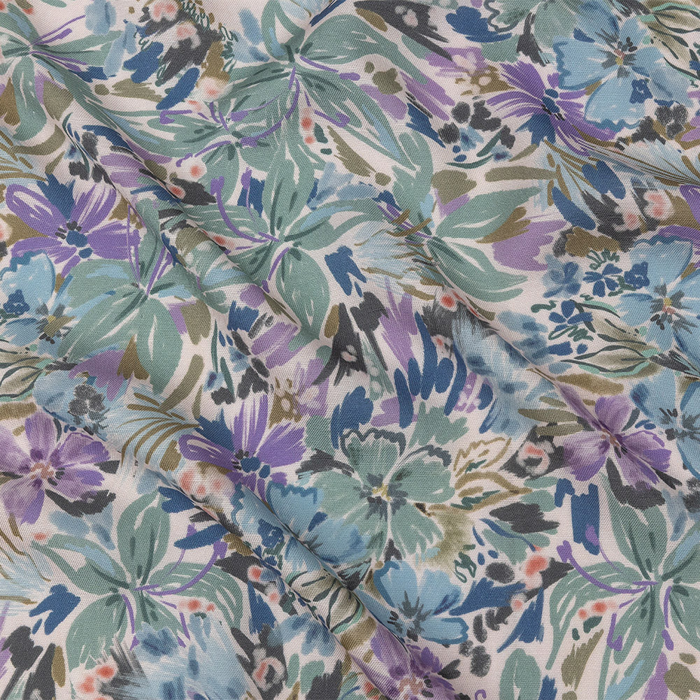 Viscose and Linen Twill Print - Lilac Painterly Florals - Mood Exclusive Daylily Dreamscape - Joann Fabrics