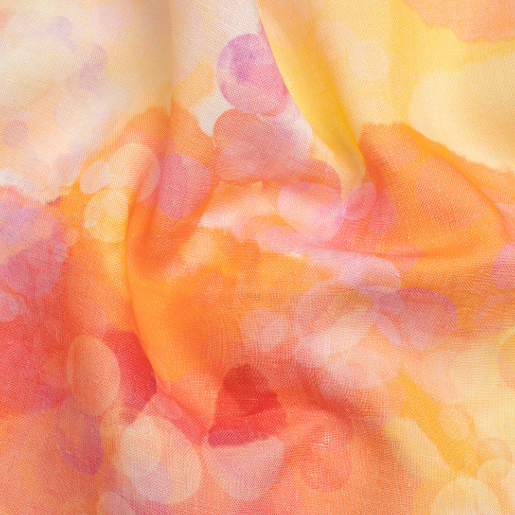 Yellow, Orange and Pink Sunburst Spots Medium Weight Linen Woven - Joann Fabrics