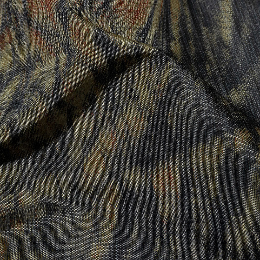 Italian Olive, Orange and Black Abstract Warp Printed Polyester Faille - Joann Fabrics
