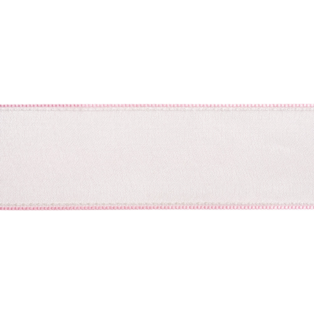 Sheer Ribbon with White Stitched Border - 1.625