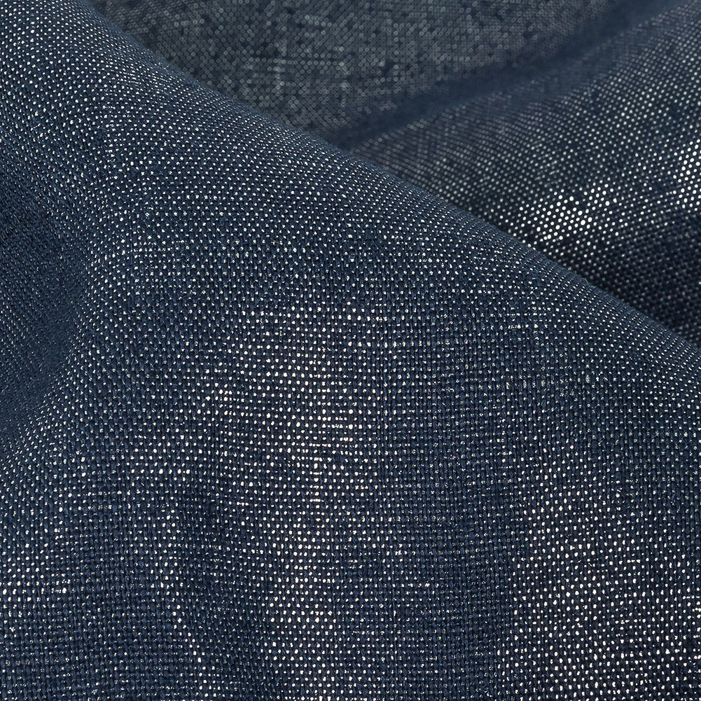 Medium Weight Linen Woven with Metallic Foiling - Galactica Blue and Silver - Bianca Collection - Joann Fabrics