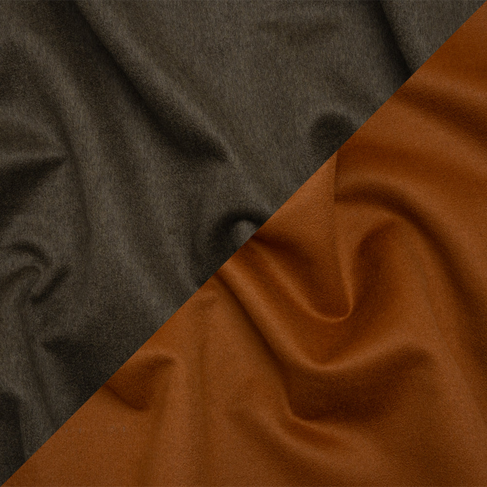 Cashmere Double Cloth Coating Made in Italy - Brown Olive and Adobe Brown - Deadstock - Joann Fabrics