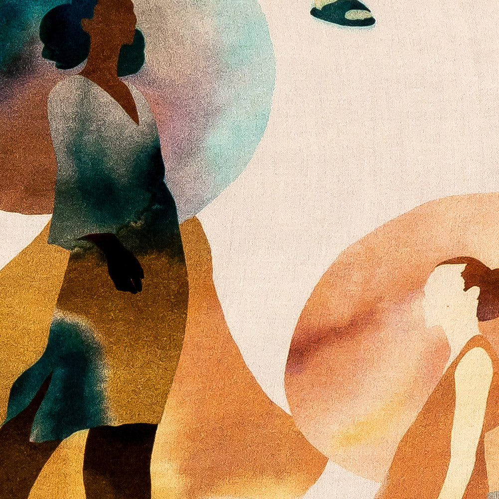Rayon Challis - Multi Watercolor Figures and Shapes - Wayfaring Woman Print - Mood Exclusive Tumunyana Collection - Joann Fabrics