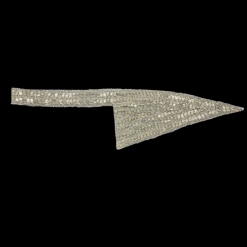 Vintage Silver Geometric Glass Beaded Left Lapel Applique - 13
