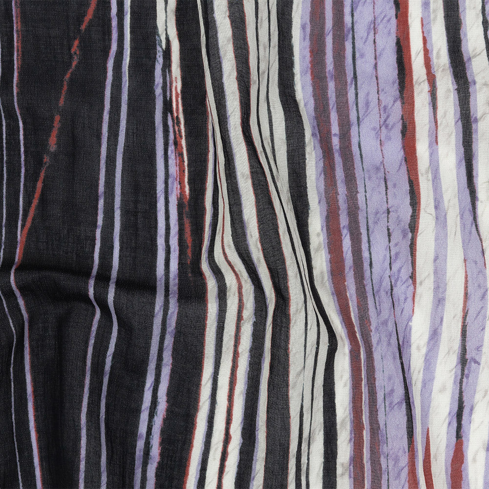Tap Shoe, Lavender and Red Shimmery Striped Cotton Voile - Joann Fabrics