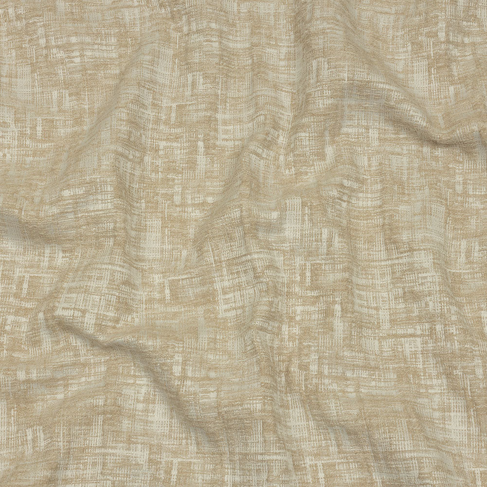 Cotton and Recycled Polyester Drapery Jacquard - Champagne Crosshatched Lines - British Imported - Joann Fabrics