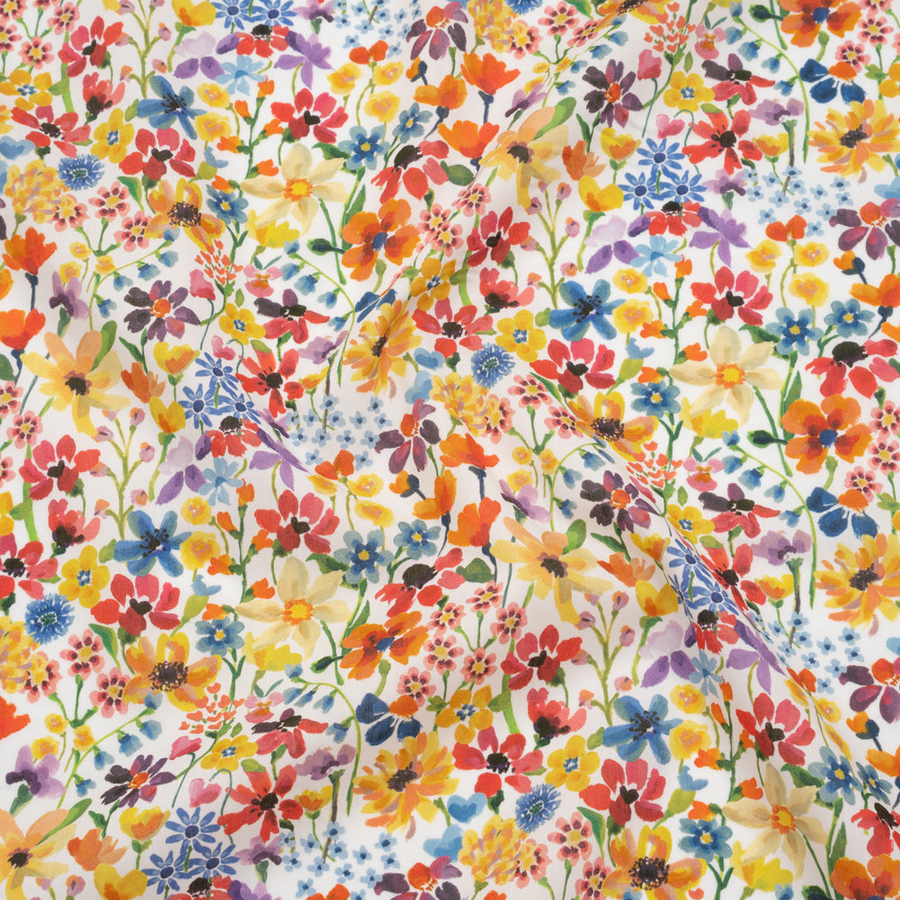 Liberty Fabrics Tana Lawn® - Dreams of Summer Multi Bright - Yellow, Orange and Blue Watercolor Floral - Joann Fabrics