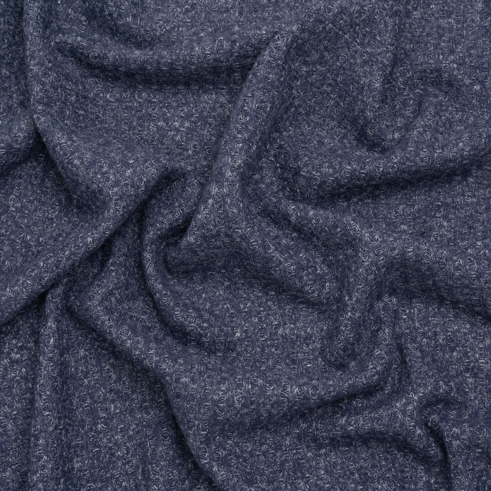 Brushed Stretch Rayon and Polyester Waffle Sweater Knit - Heathered Navy Blue - Deadstock - Joann Fabrics