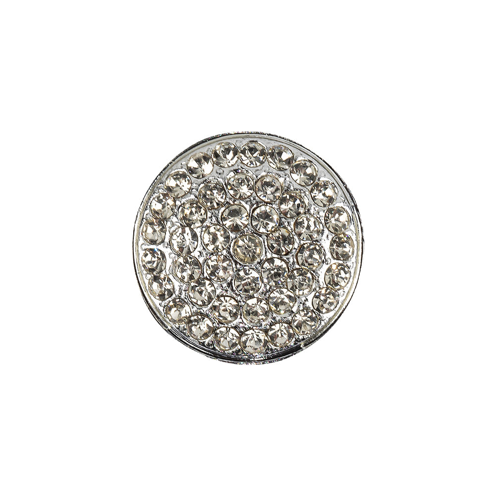 Vintage Swarovski Crystal Rhinestones and Silver Metal Circular Shank Back Button - 32L/20mm - Joann Fabrics