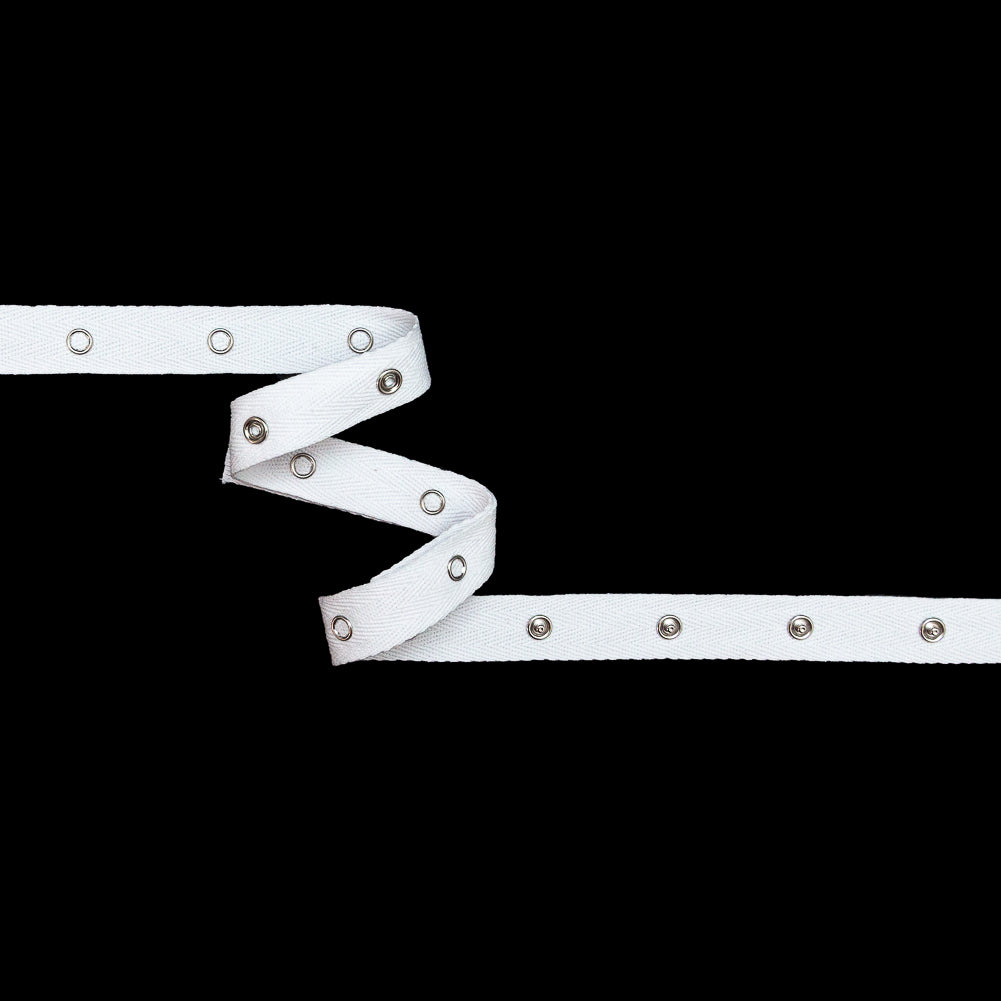 Dritz White Twill Tape with Silver Snaps - 17.5