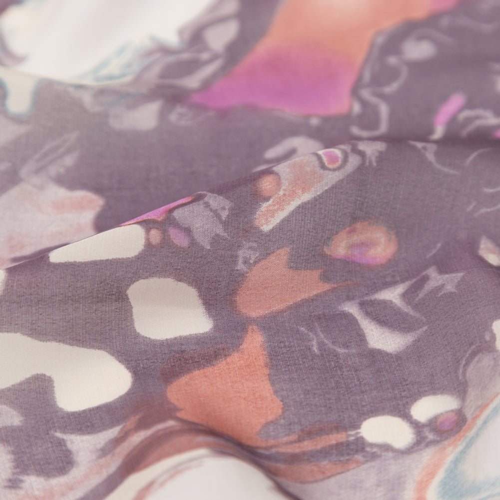 Antique Purple and Rust Abstract Silk Chiffon - Joann Fabrics