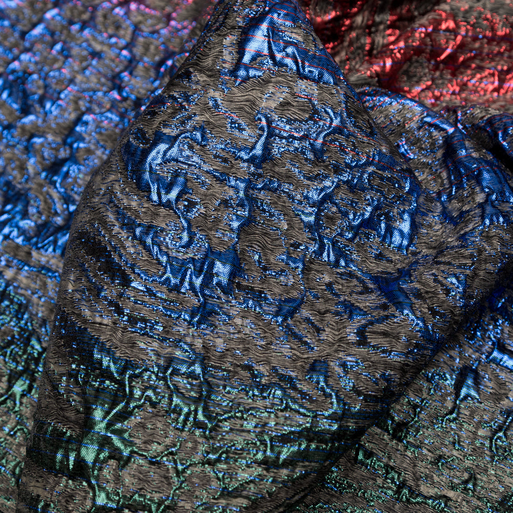 Metallic Space Cherry, Blue Morpho and Emerald Abstract Ombre Luxury Brocade - Joann Fabrics