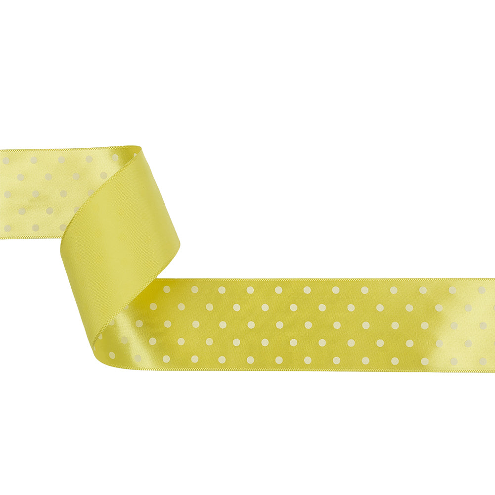 Banana and White Polka Dot Satin Ribbon - 1.5
