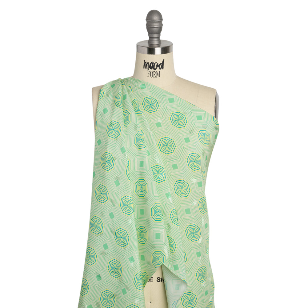 Hands Viscose Jacquard Print - Green Geometric - Mood Exclusive Retro Reverb - Joann Fabrics