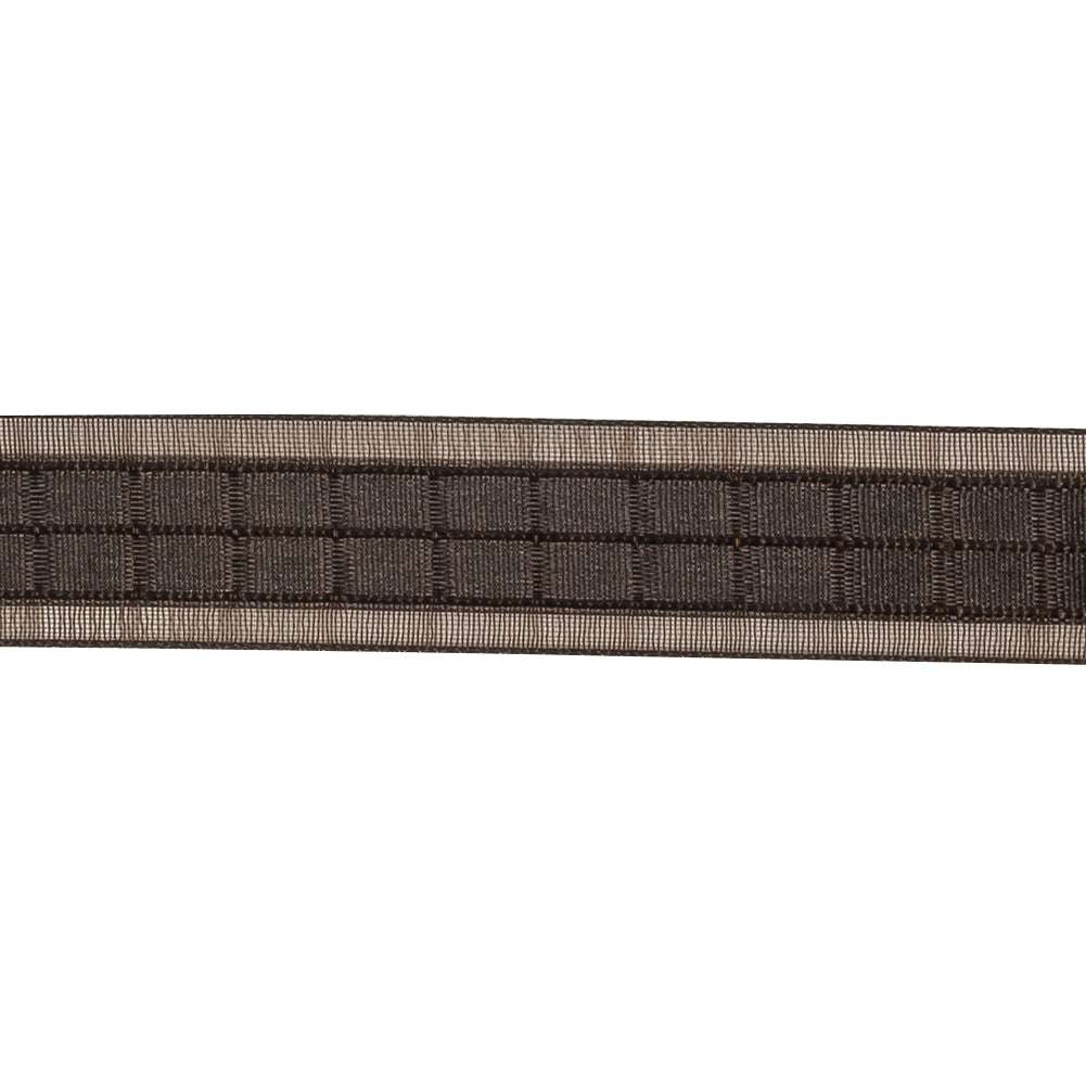 Brown Squares and Sheer Borders Ribbon - 0.5625