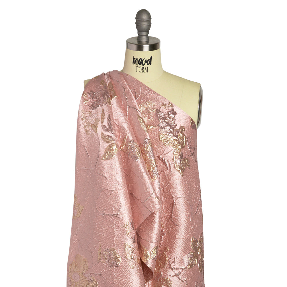 Metallic Pink and Gold Flower Clippings Luxury Brocade - Joann Fabrics