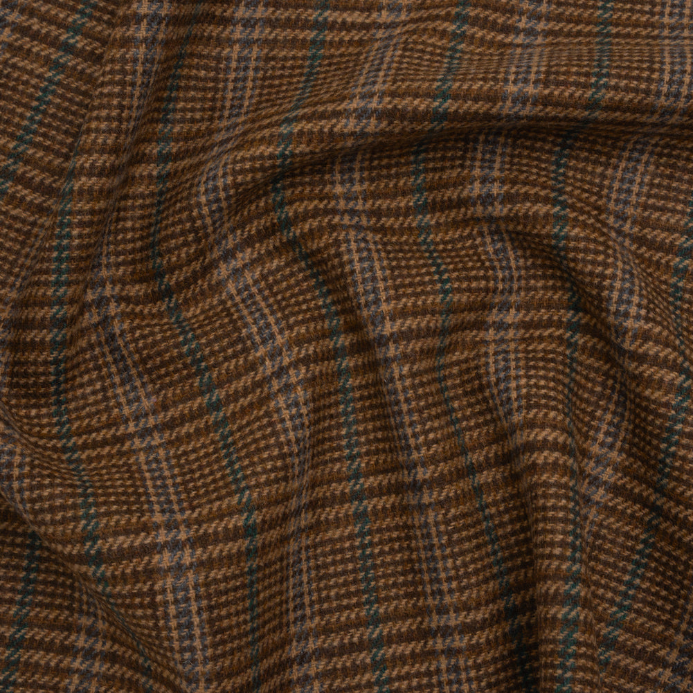 Wool Blend Tweed Twill - Brown, Emerald Green and Dusty Blue Glen Plaid - Joann Fabrics