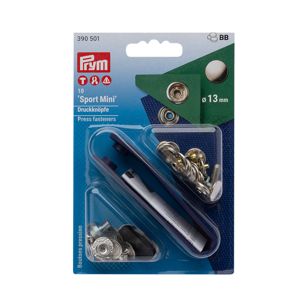 Prym Sport Mini Press Fasteners with Tools - Oxidized Black 13mm - 10pc - Joann Fabrics