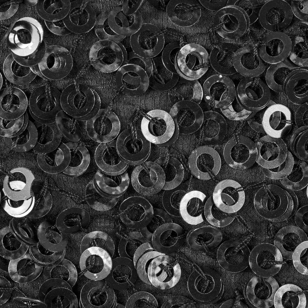 Phillip Lim Black Dyed All Over Circle Sequins on a Silk Georgette - Joann Fabrics