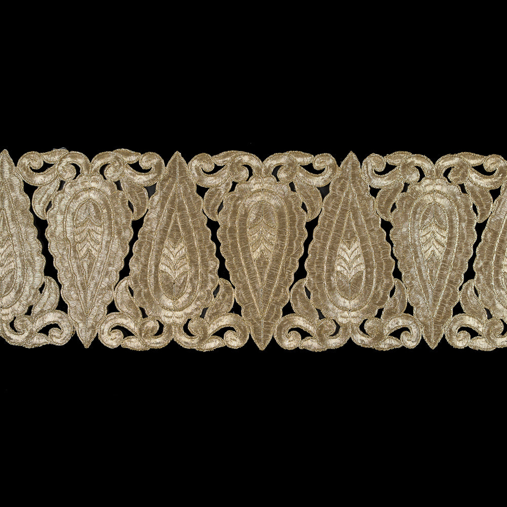 Metallic Gold Wide Paisley-Like Trim - 5.5