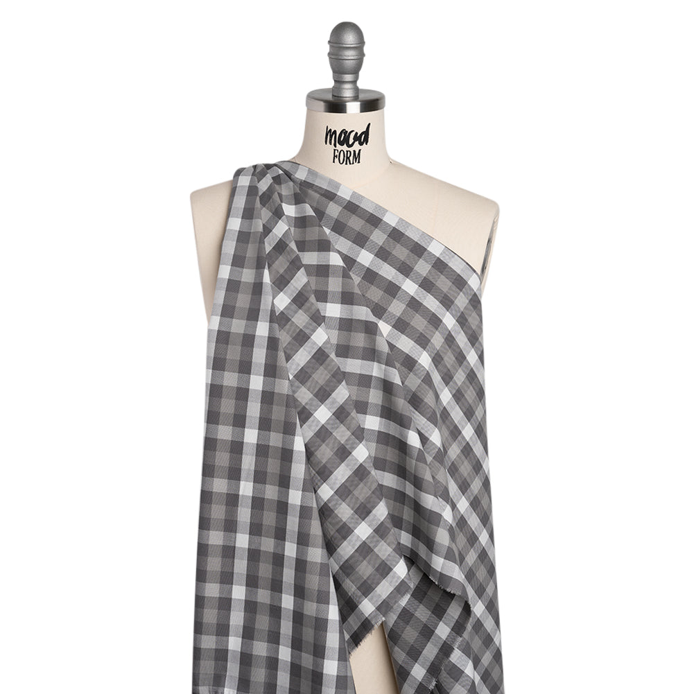 Cotton Oxford Shirting - Gray and White Checks - Deadstock - Joann Fabrics