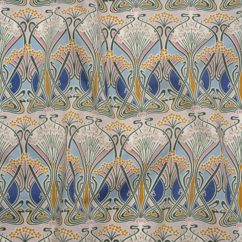 Liberty Fabrics Tana Lawn® - Ianthe Multi Pastel - Pink, Sky Blue and Yellow Art Nouveau Floral Trees - Joann Fabrics