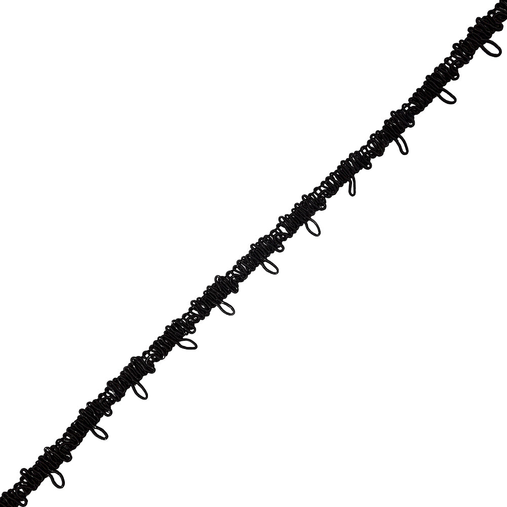 Famous NYC Designer Black Button Loop Gimp Braided Trim - 0.75